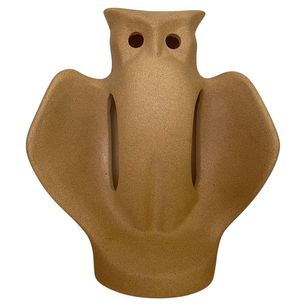 French, Mid-Century Ceramic Zoomorphic Owl Lamp For Sale