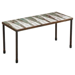 French Midcentury Coffee Table with Ceramic Tile Top