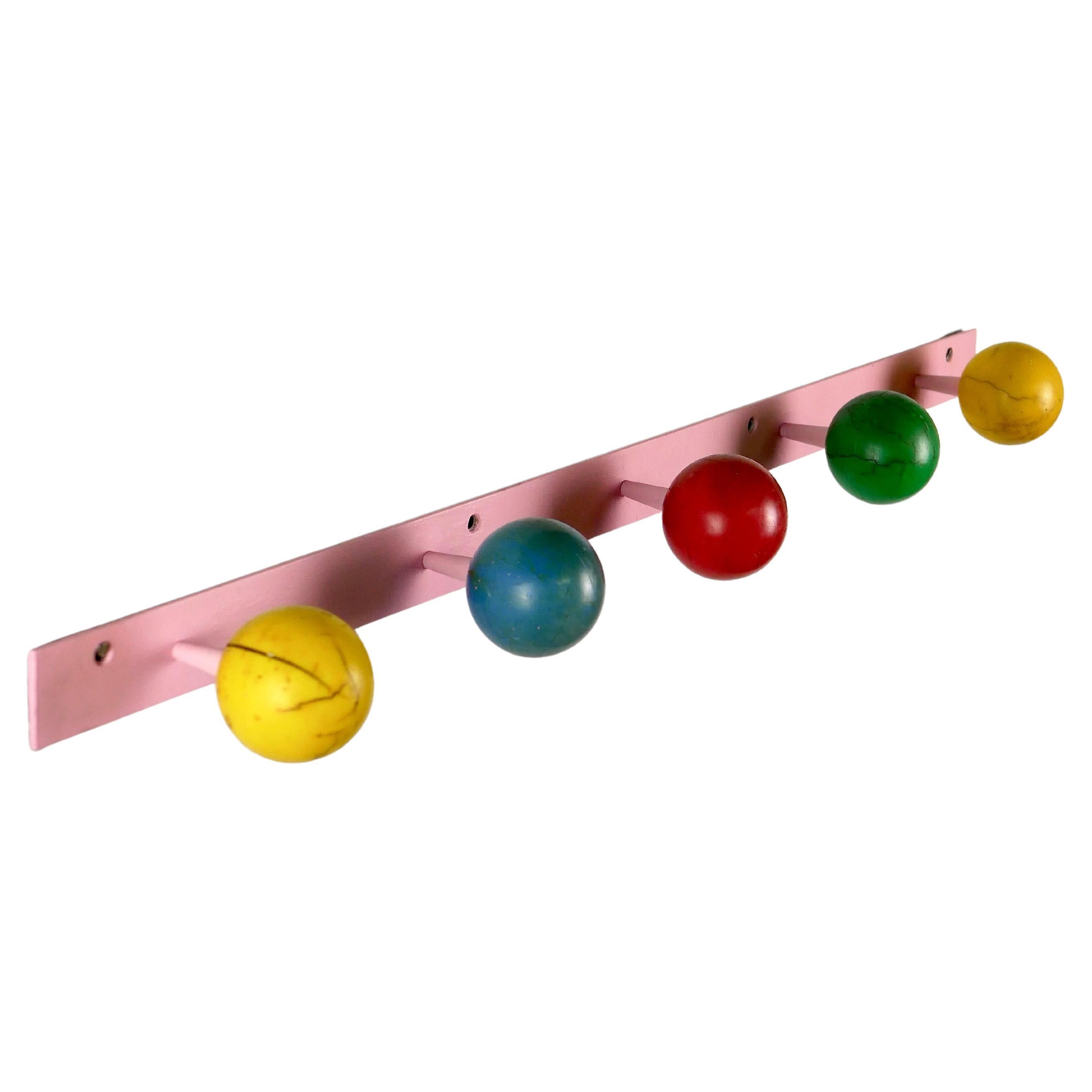 French Midcentury Colorful Coat Rack in the Style of Roger Feraud
