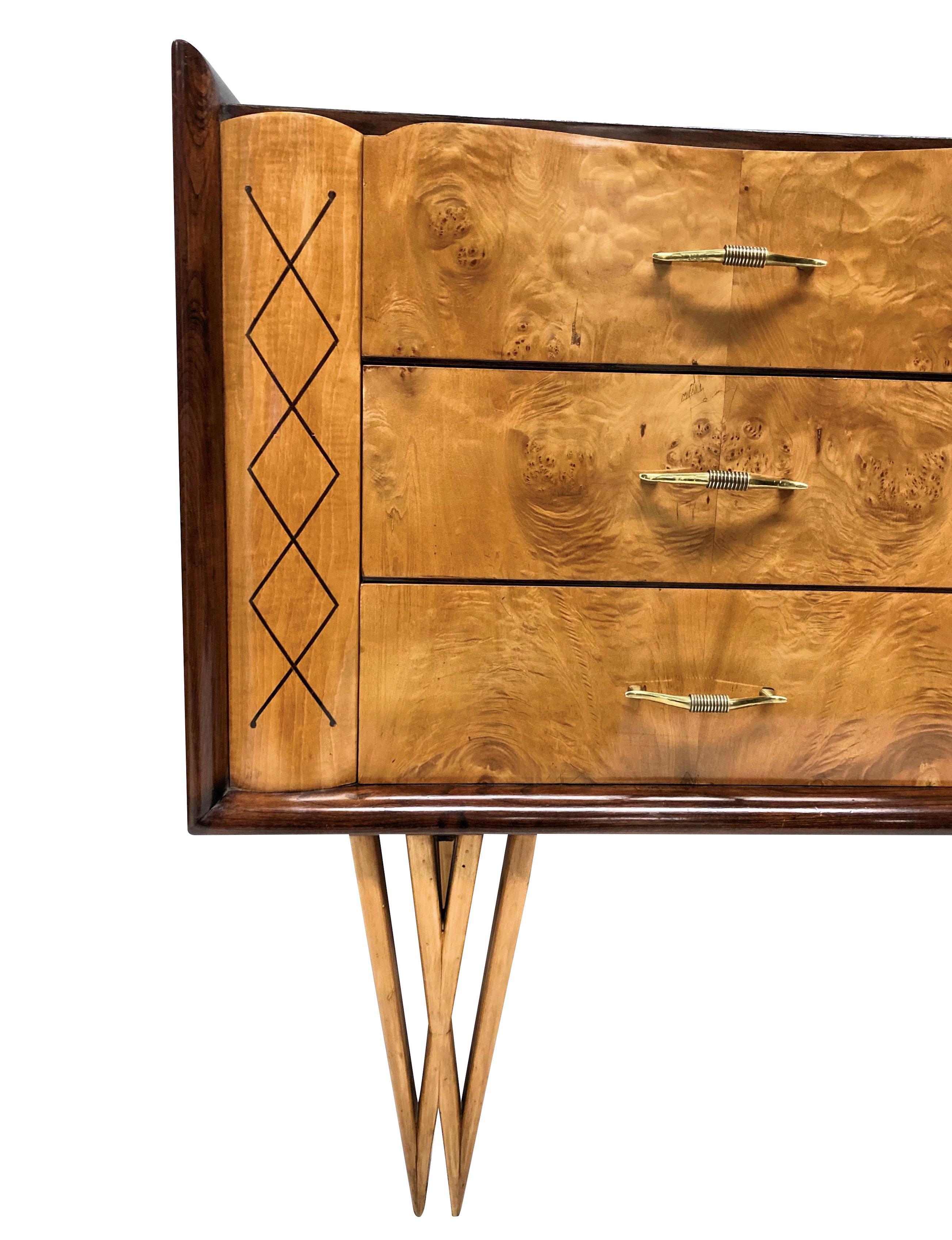 Brass French Midcentury Credenza For Sale