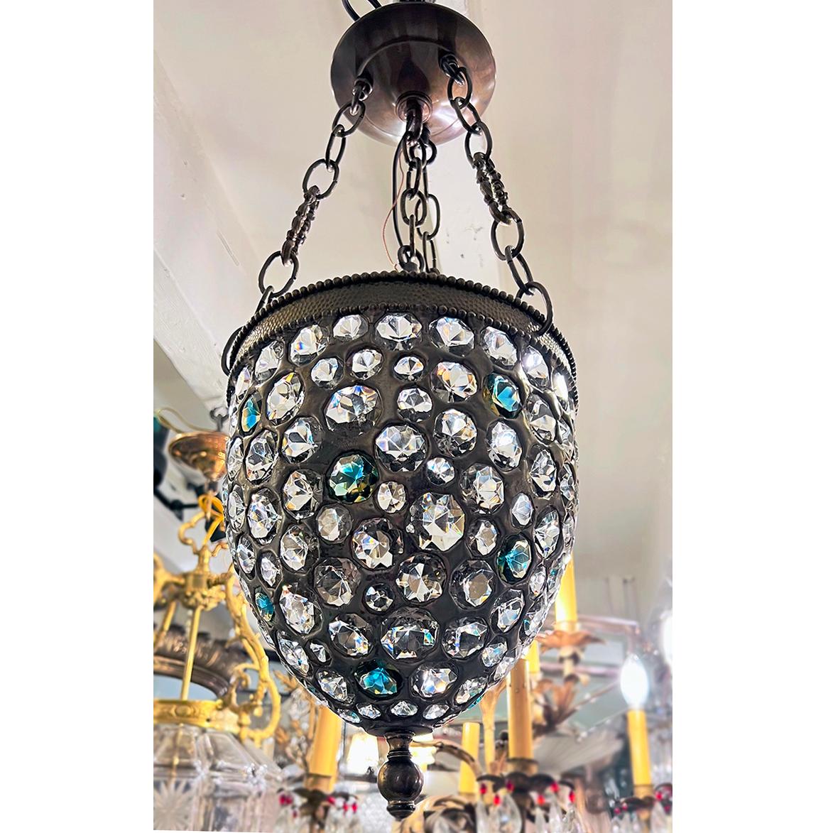 French Midcentury Crystal Lantern For Sale 9