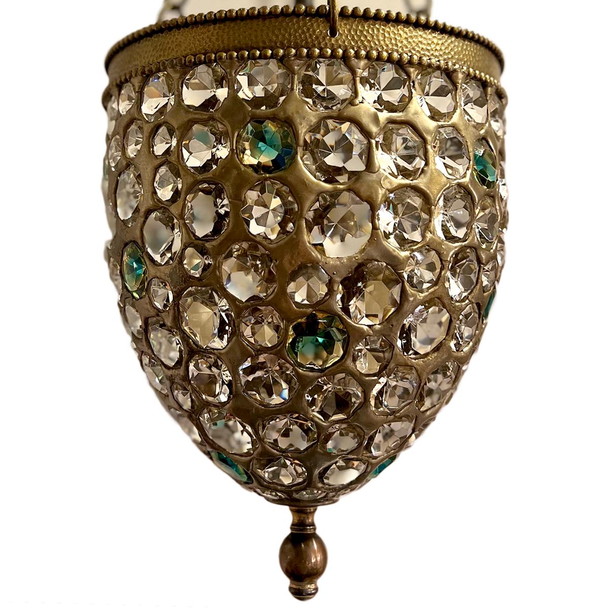 Mid-20th Century French Midcentury Crystal Lantern For Sale
