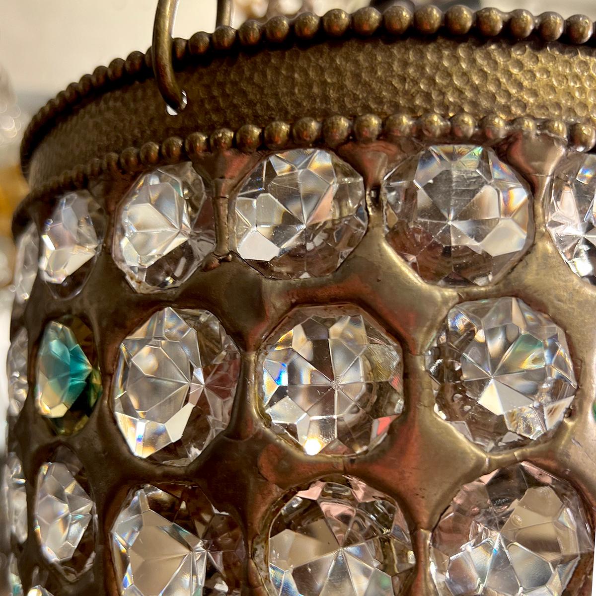 French Midcentury Crystal Lantern For Sale 1