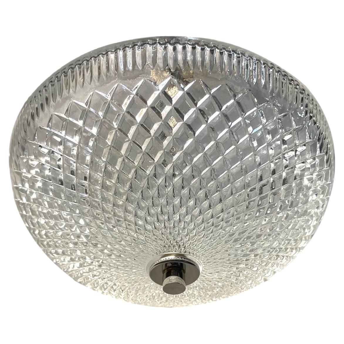 French Midcentury Cut Glass Light Fixture For Sale