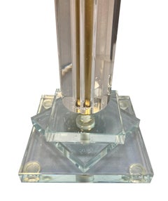 French Midcentury Cut Glass Table Lamp