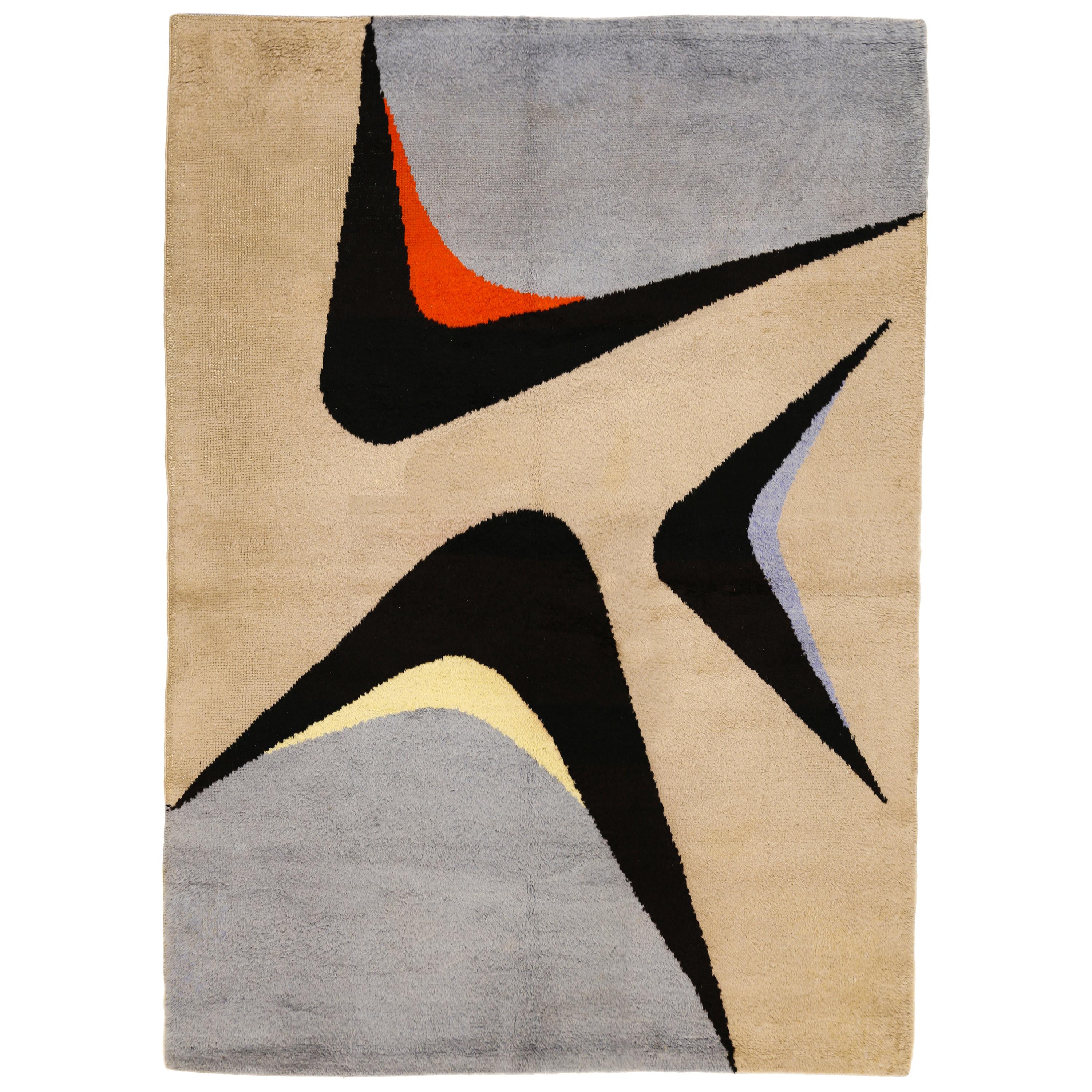 French Midcentury Design Rug by Jacques Borker For Sale