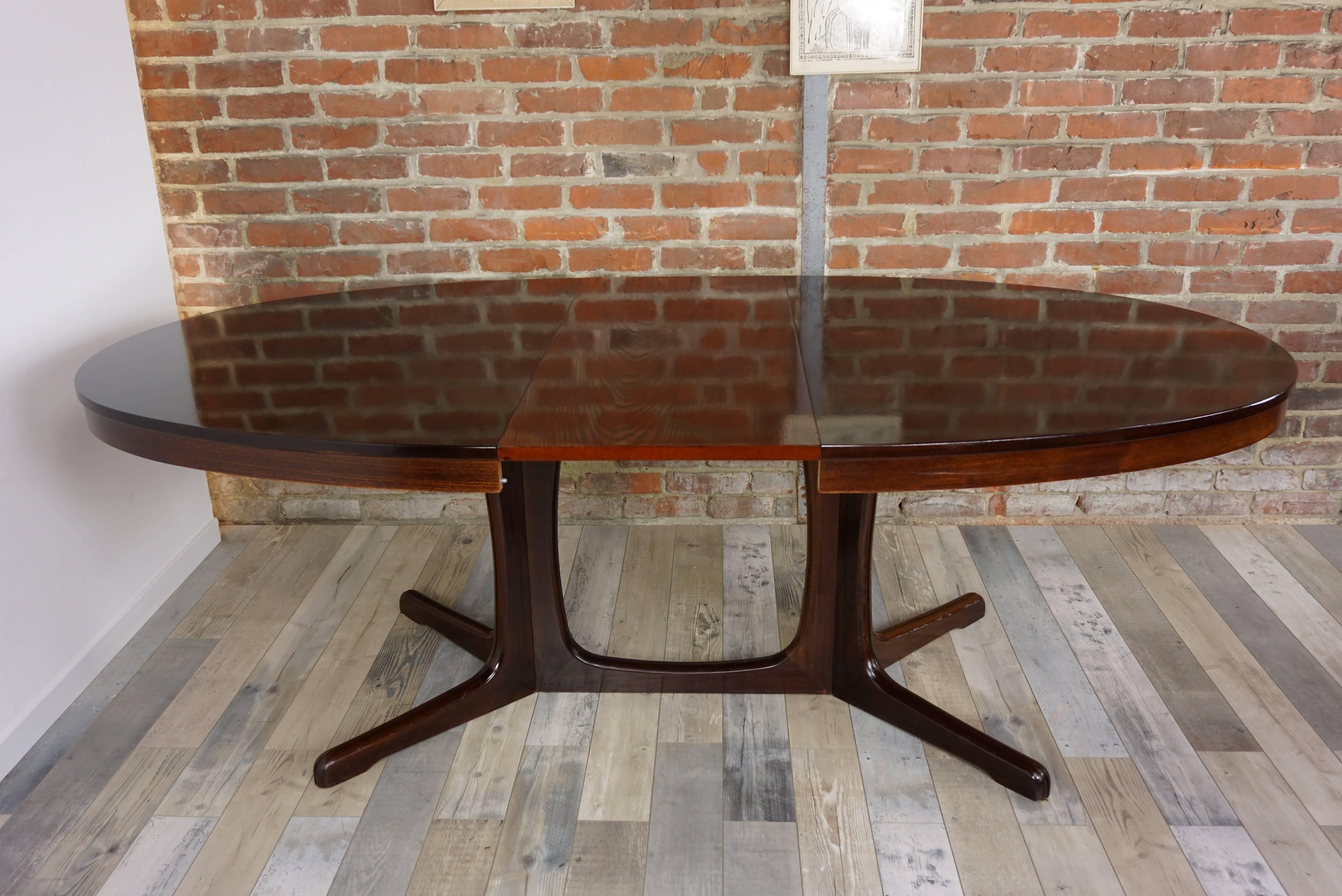 20th Century French Midcentury Design Solid Wood Oval Dining Table by Baumann