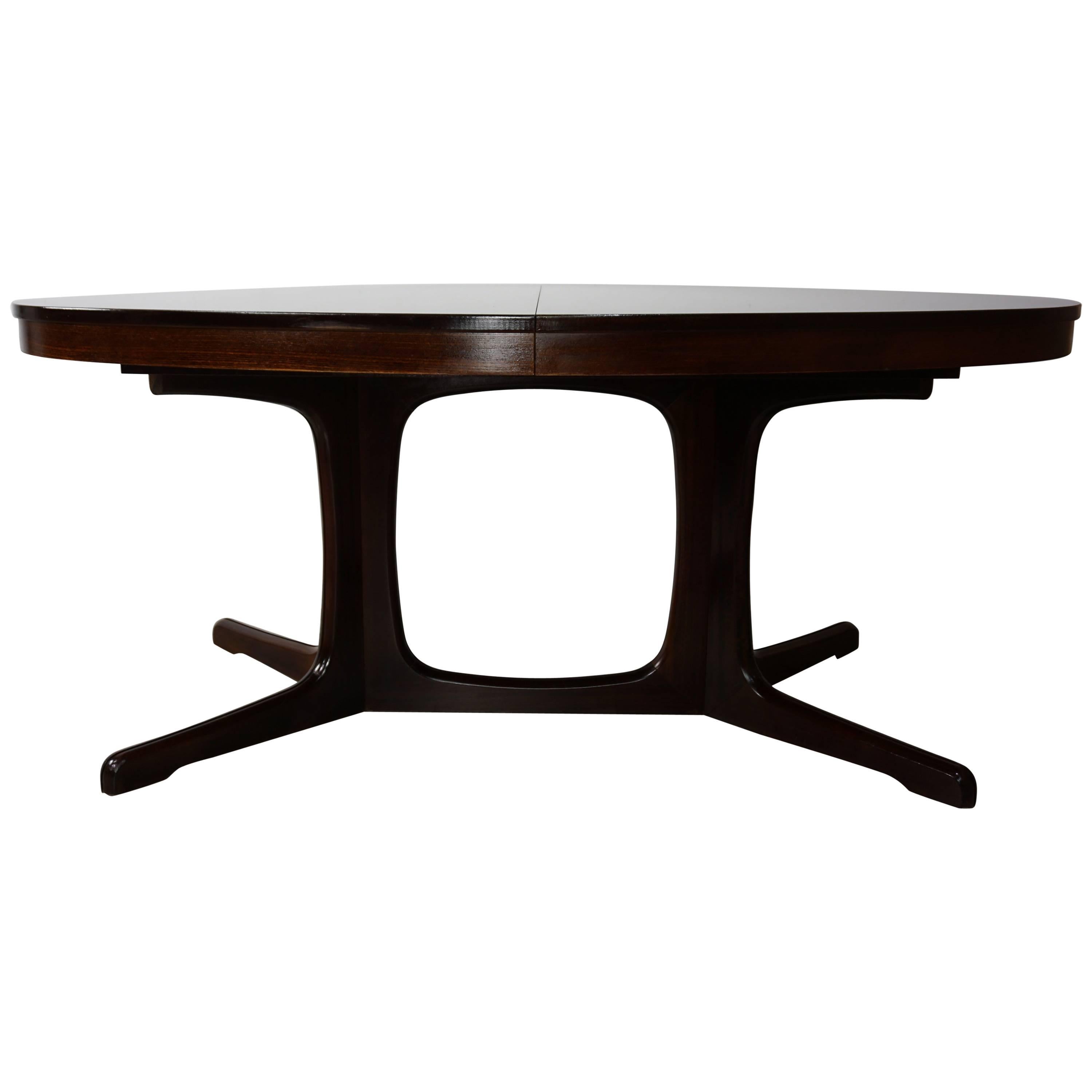 French Midcentury Design Solid Wood Oval Dining Table by Baumann