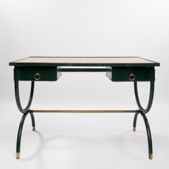French Midcentury Desk with Armchair and Waste Paper Basket by Jacques Adnet