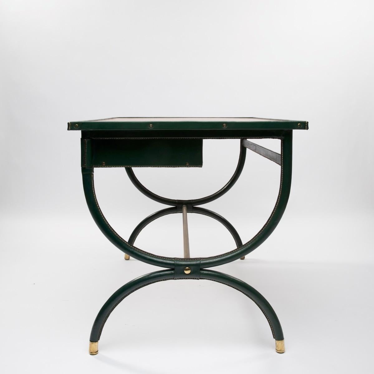 Mid-20th Century French Midcentury Desk with Armchair and Waste Paper Basket by Jacques Adnet