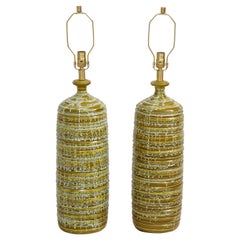 French Midcentury Drip Glaze Ceramic Lamps