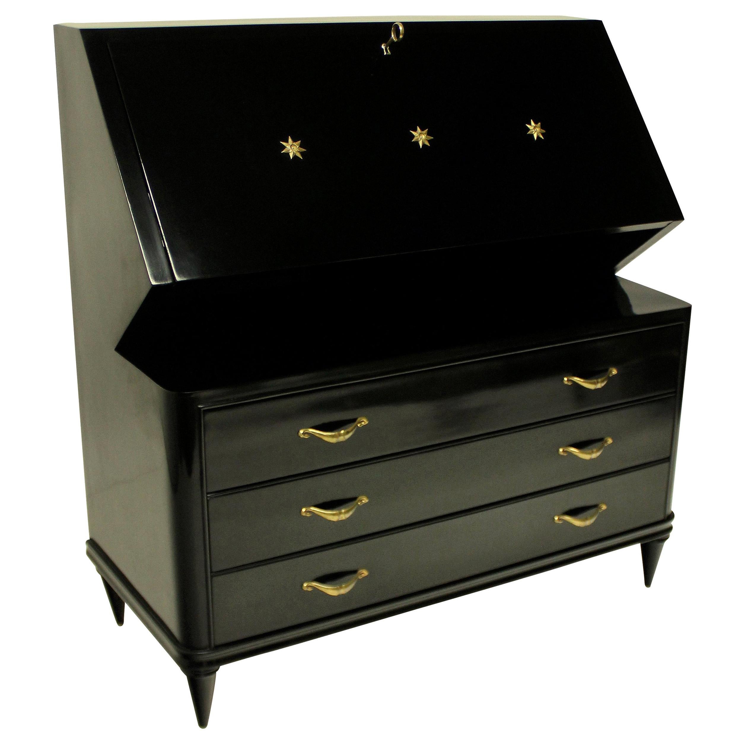 French Midcentury Ebonised Secretaire