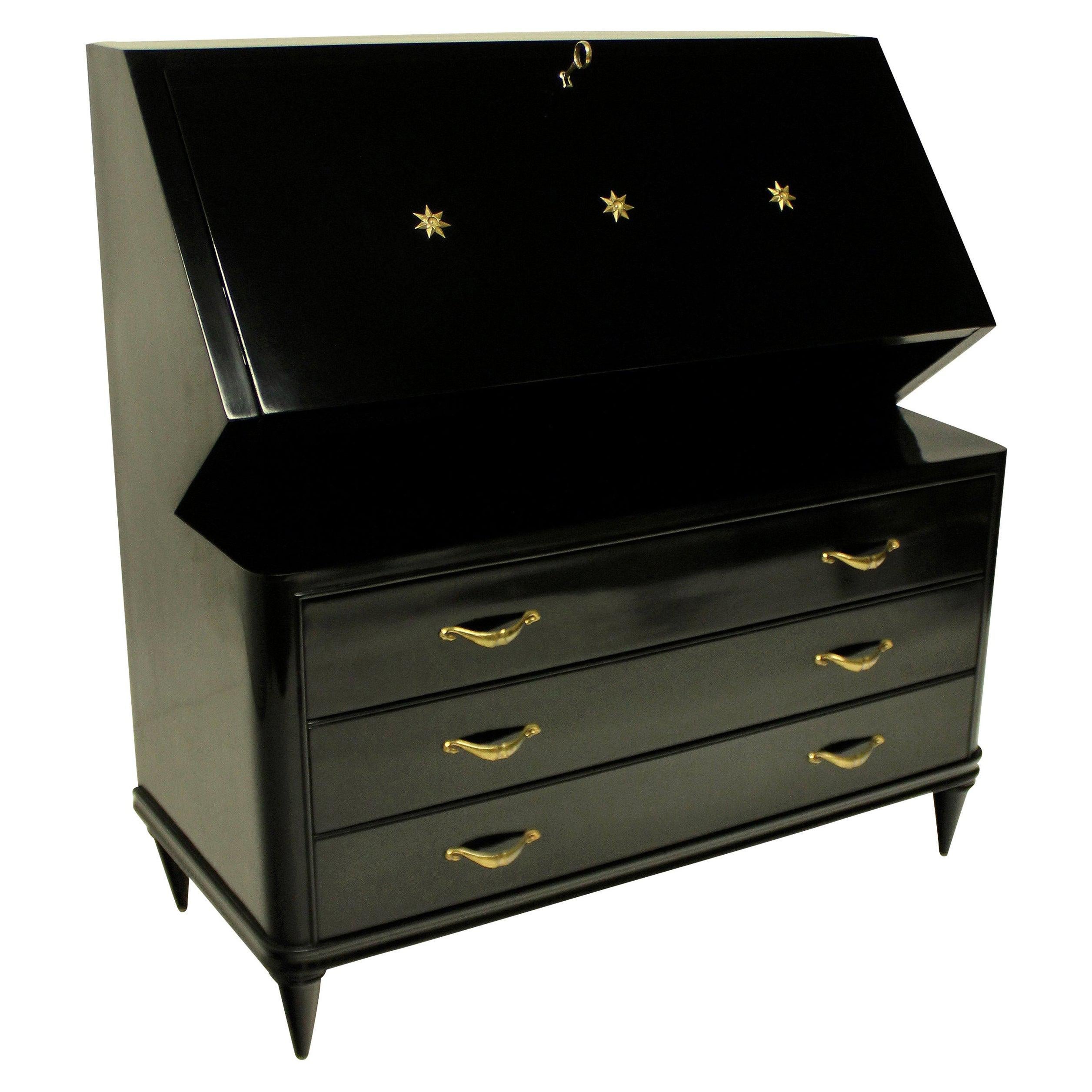 French Midcentury Ebonised Secretaire