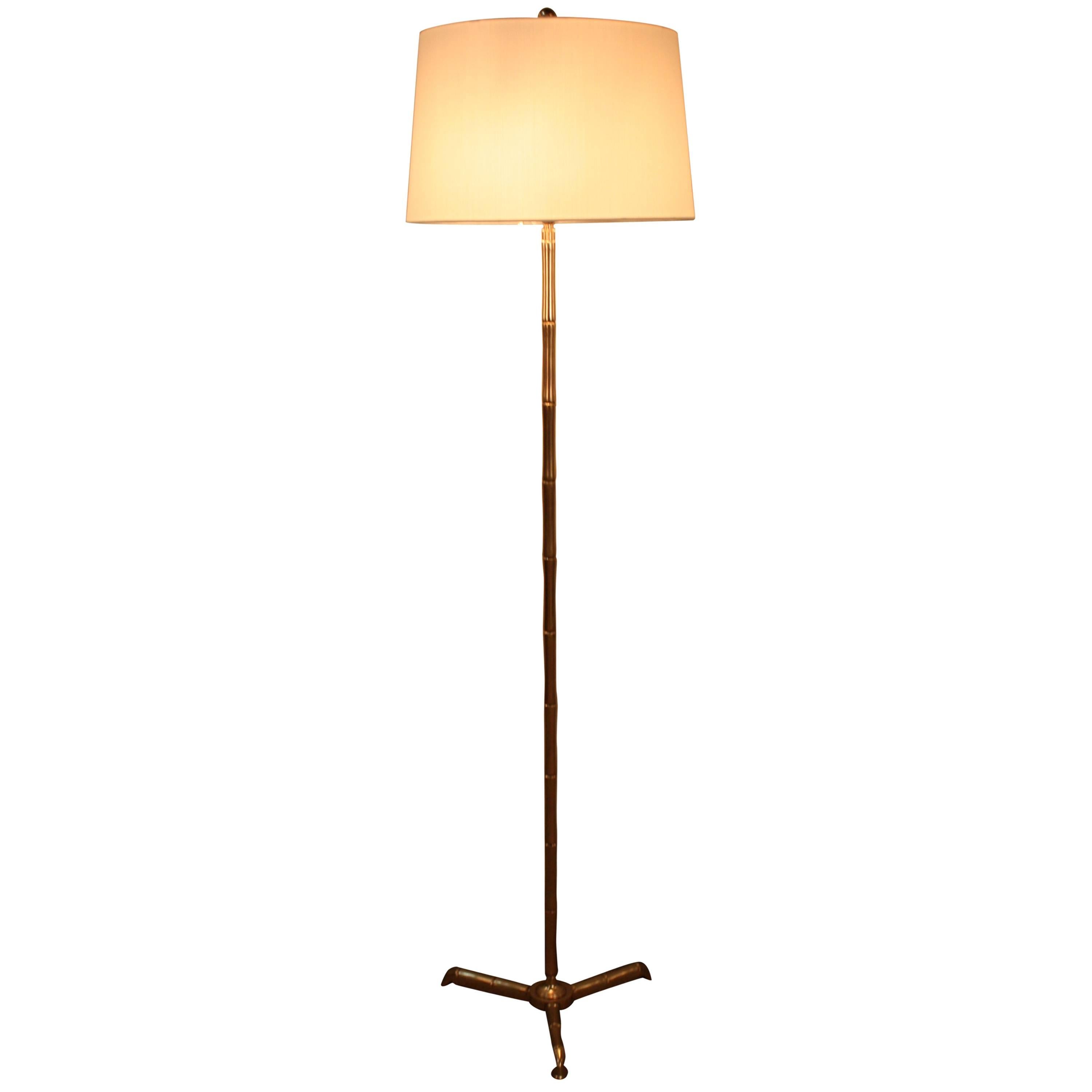French Midcentury Faux Bamboo Design Floor Lamp