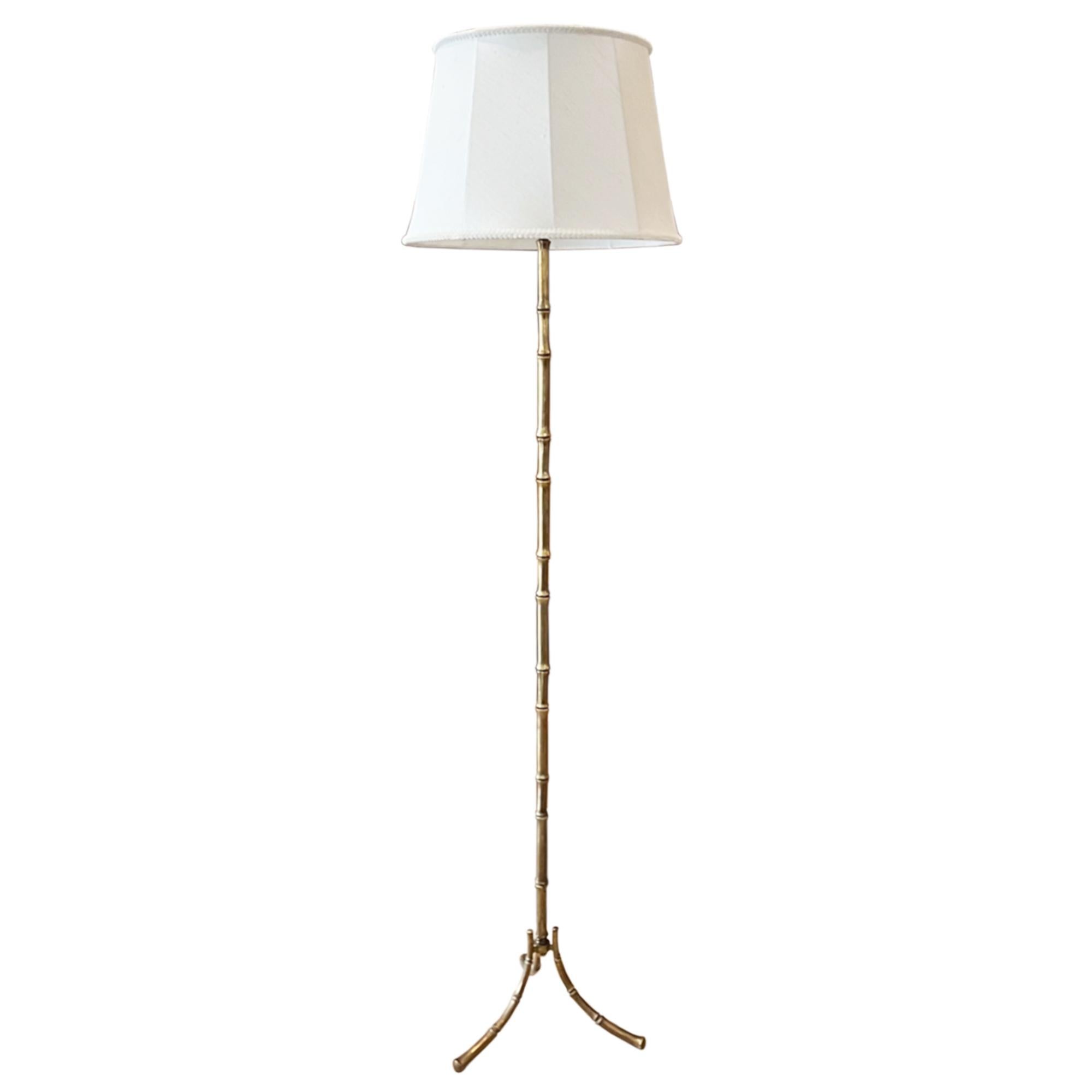French Midcentury Faux Bamboo Floor Lamp For Sale