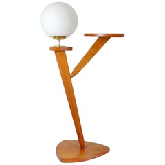 Französisch Midcentury Floor Light Plant Stand Combo:: Beistelltisch:: End Table:: 1950er Jahre