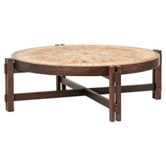 French Midcentury Floral Ceramic Coffee Table, Roger Capron