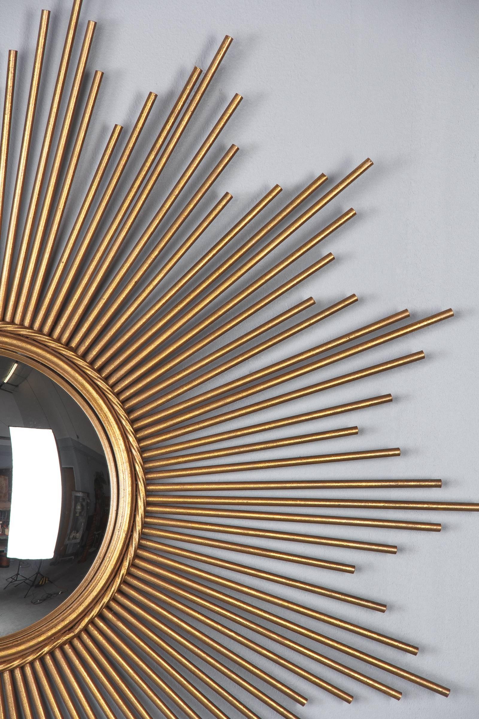 Modern French Gilded Metal Sunburst Mirror, Late 20th Century