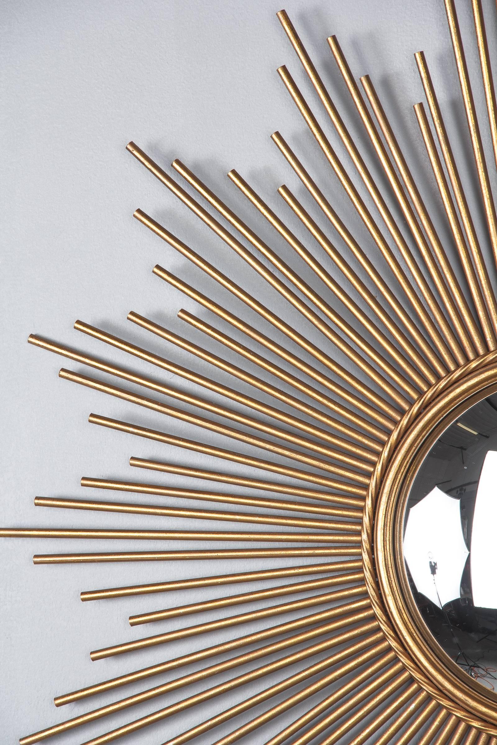 French Gilded Metal Sunburst Mirror, Late 20th Century 1