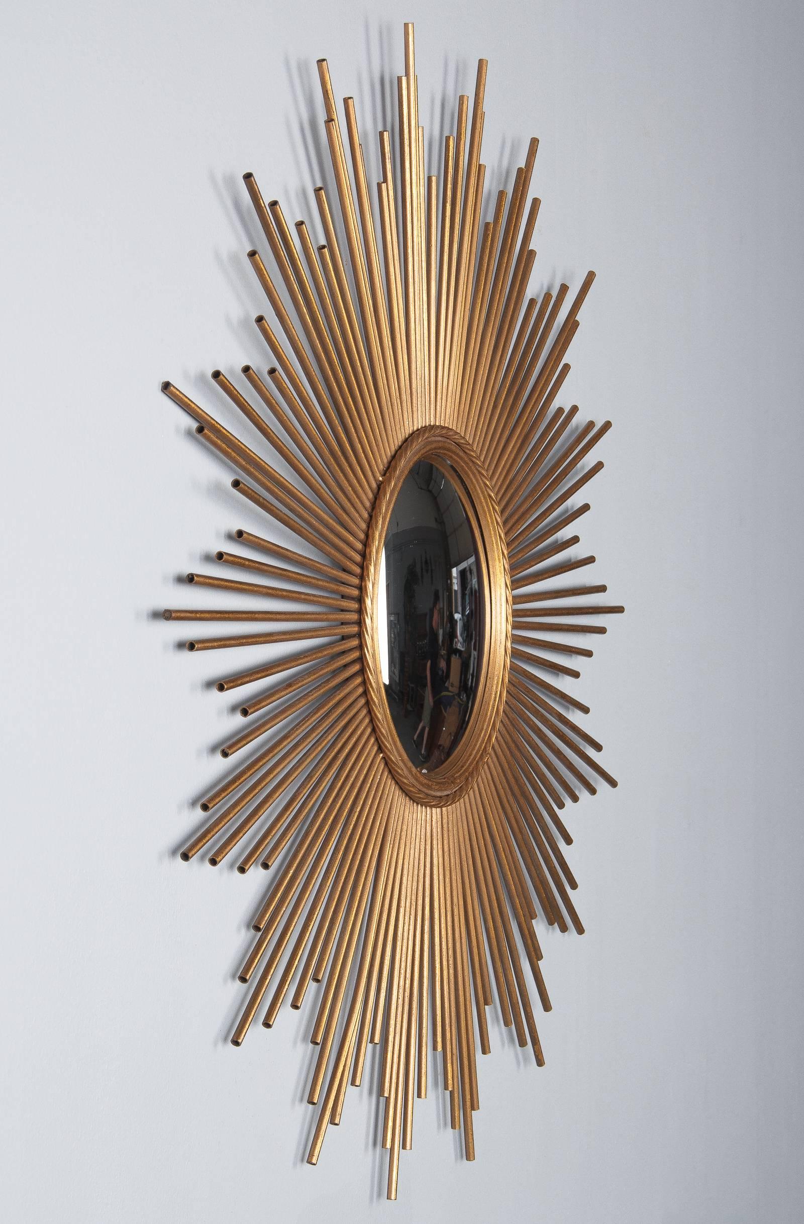 French Gilded Metal Sunburst Mirror, Late 20th Century 4