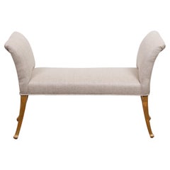 French Mid-Century Giltwood Bench with Shaylantae Legs and New Upholstery