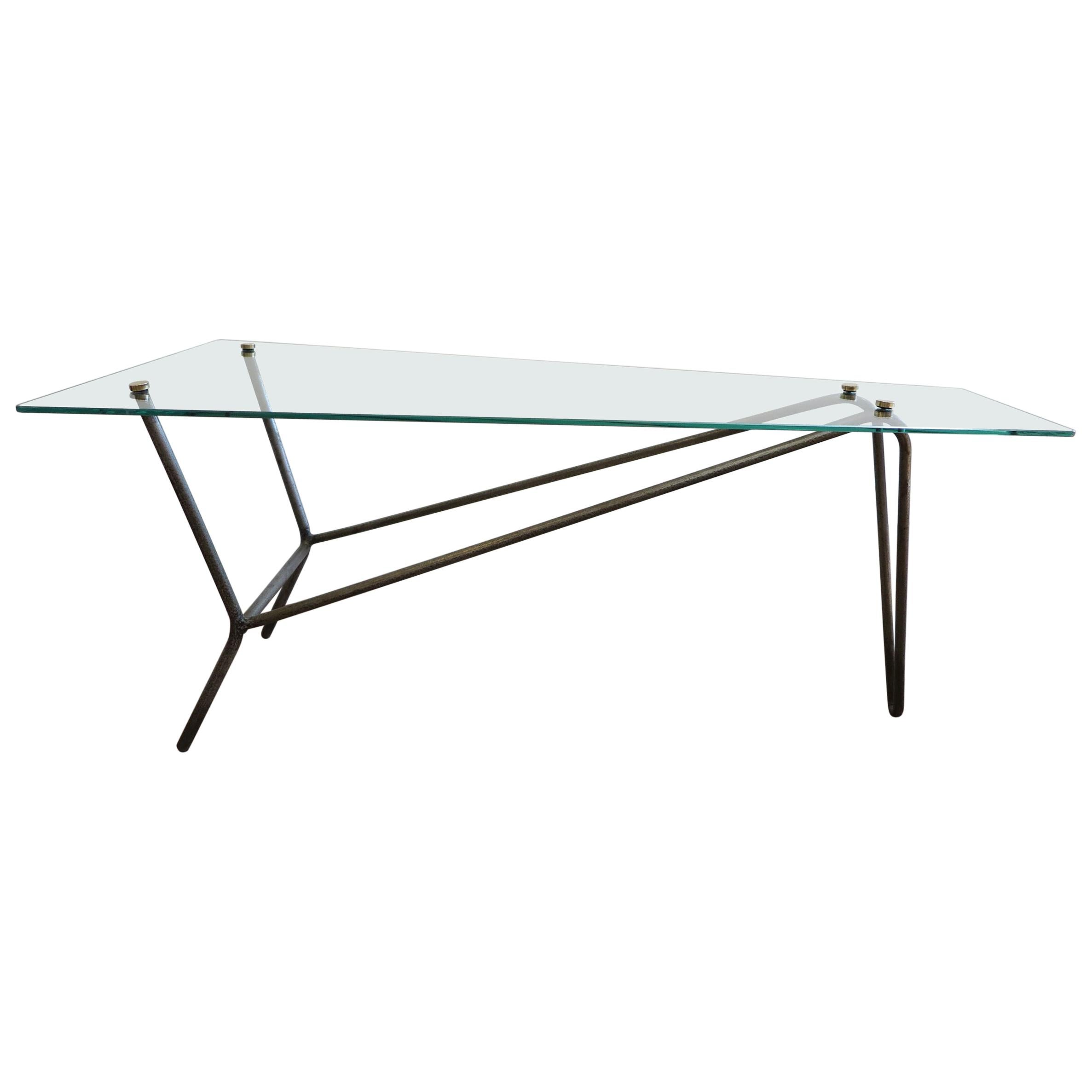 French Midcentury Glass Cocktail Table in the Style of Mathieu Mategot