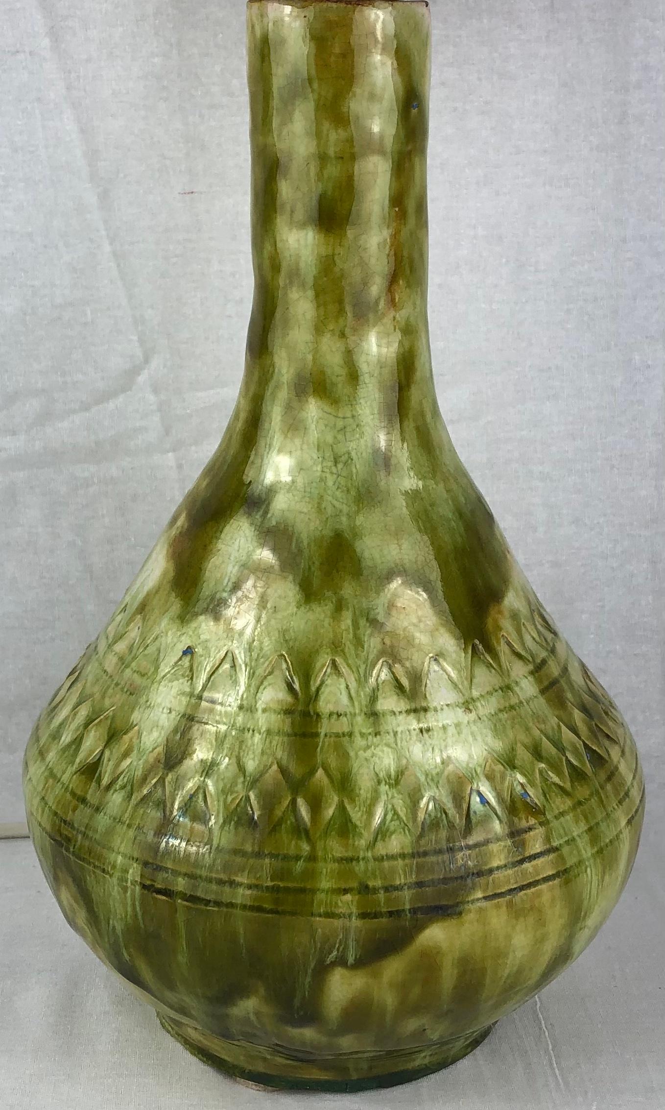 Französisch Midcentury glasierte Keramik Tischlampe (Moderne der Mitte des Jahrhunderts) im Angebot