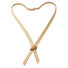 French Midcentury Gold Rope Tie Necklace