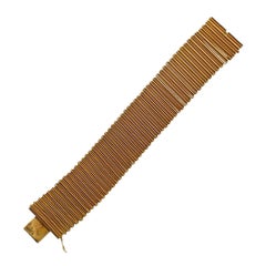 French Midcentury Gold Wide Bracelet
