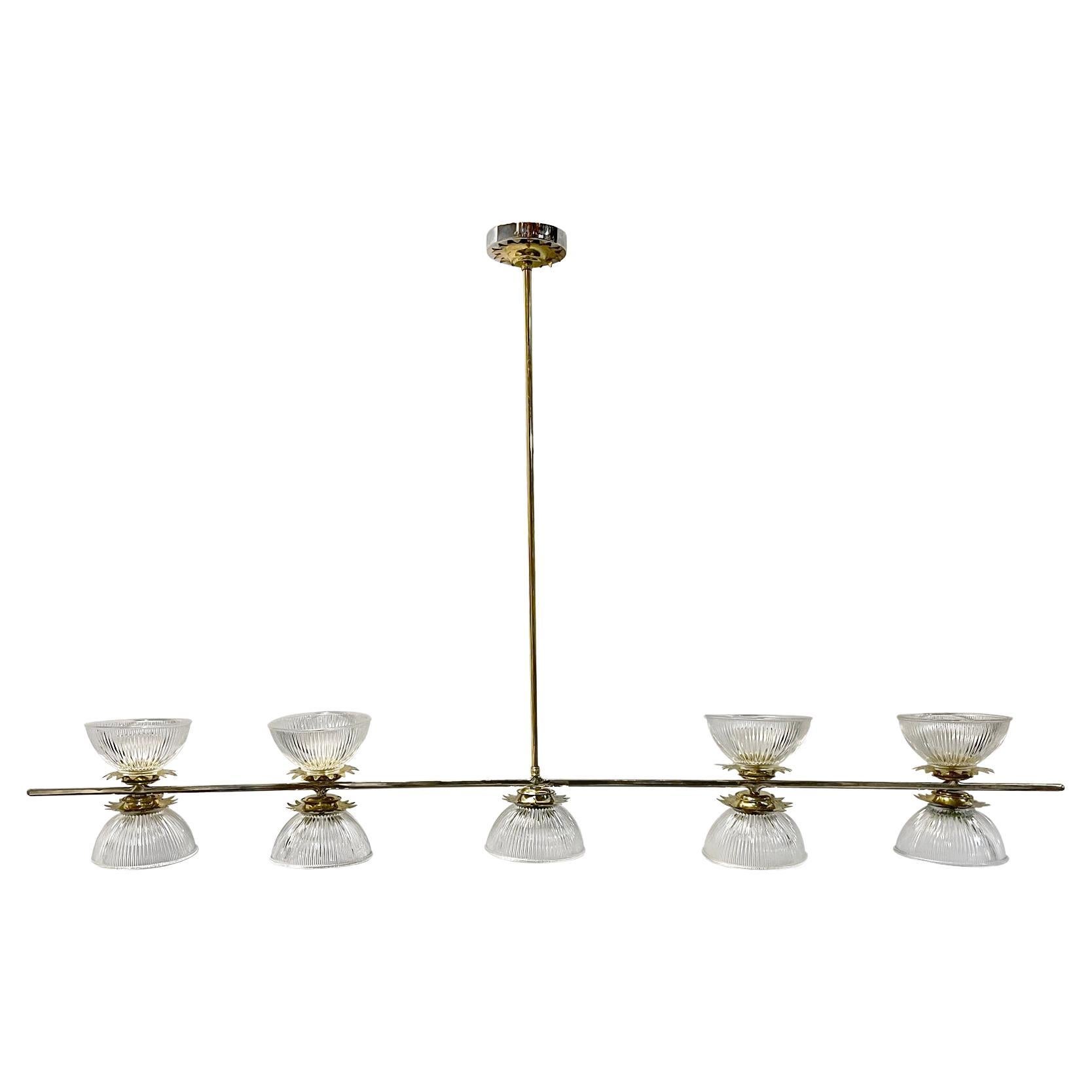 French Mid-Century Horizontal Chandelier For Sale