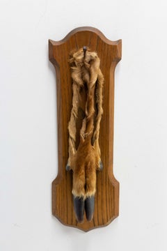 French Midcentury Hunting Trophy Deer Foot and Oak, circa 1960