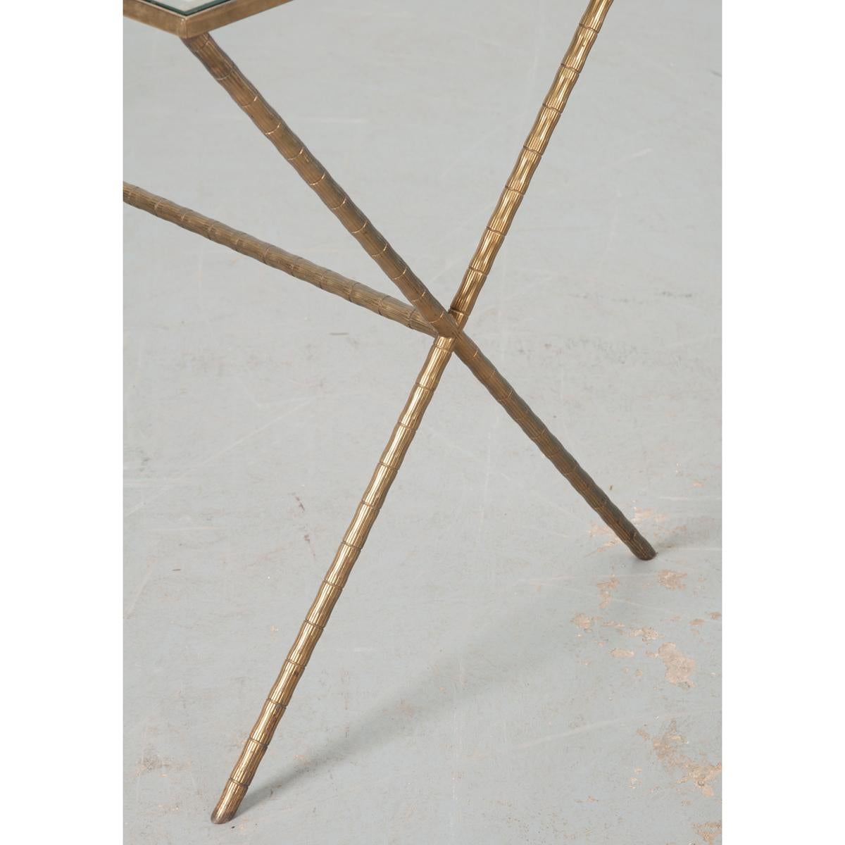 20th Century French Midcentury Jansen Style Faux Bamboo Brass Table