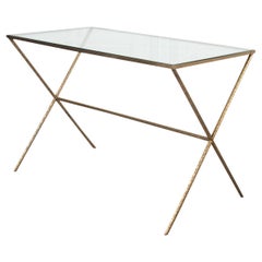 French Midcentury Jansen Style Faux Bamboo Brass Table