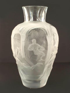 French Mid-Century Lalique Frosted Glass Vase