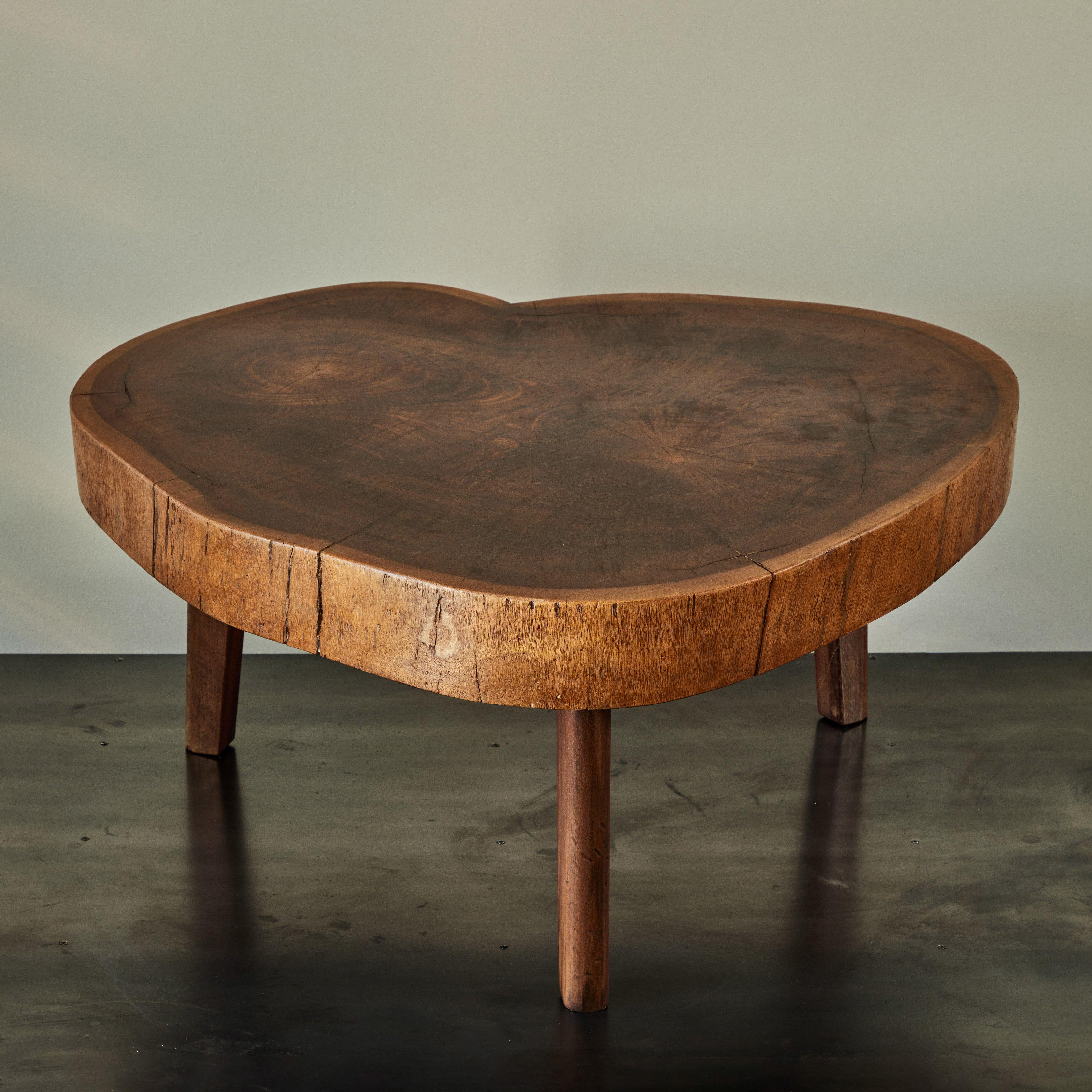 20th Century French Mid-Century Live Edge Wood Coffee Table