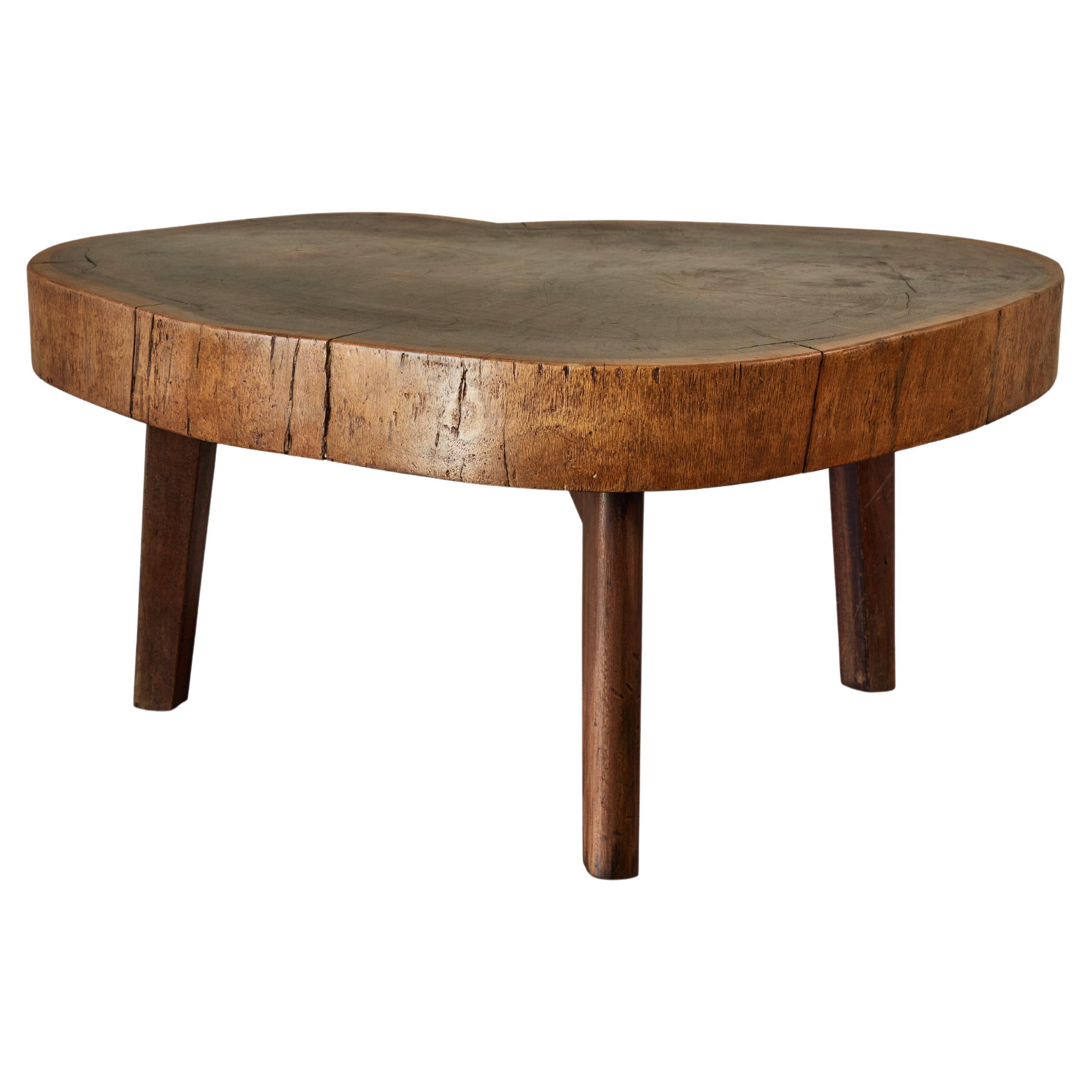 French Mid-Century Live Edge Wood Coffee Table