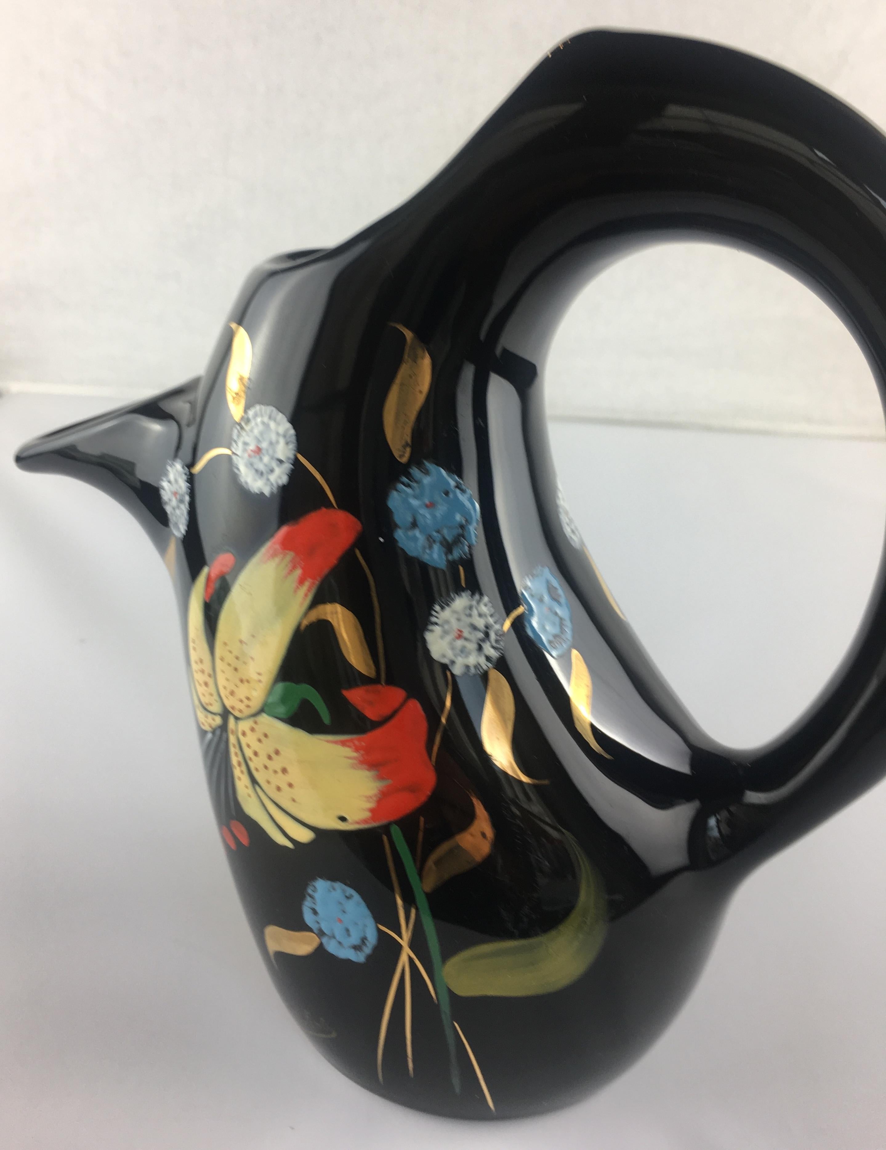Mid-Century Modern French Midcentury Glazed Pitcher Vase by Longwy circa 1950s For Sale