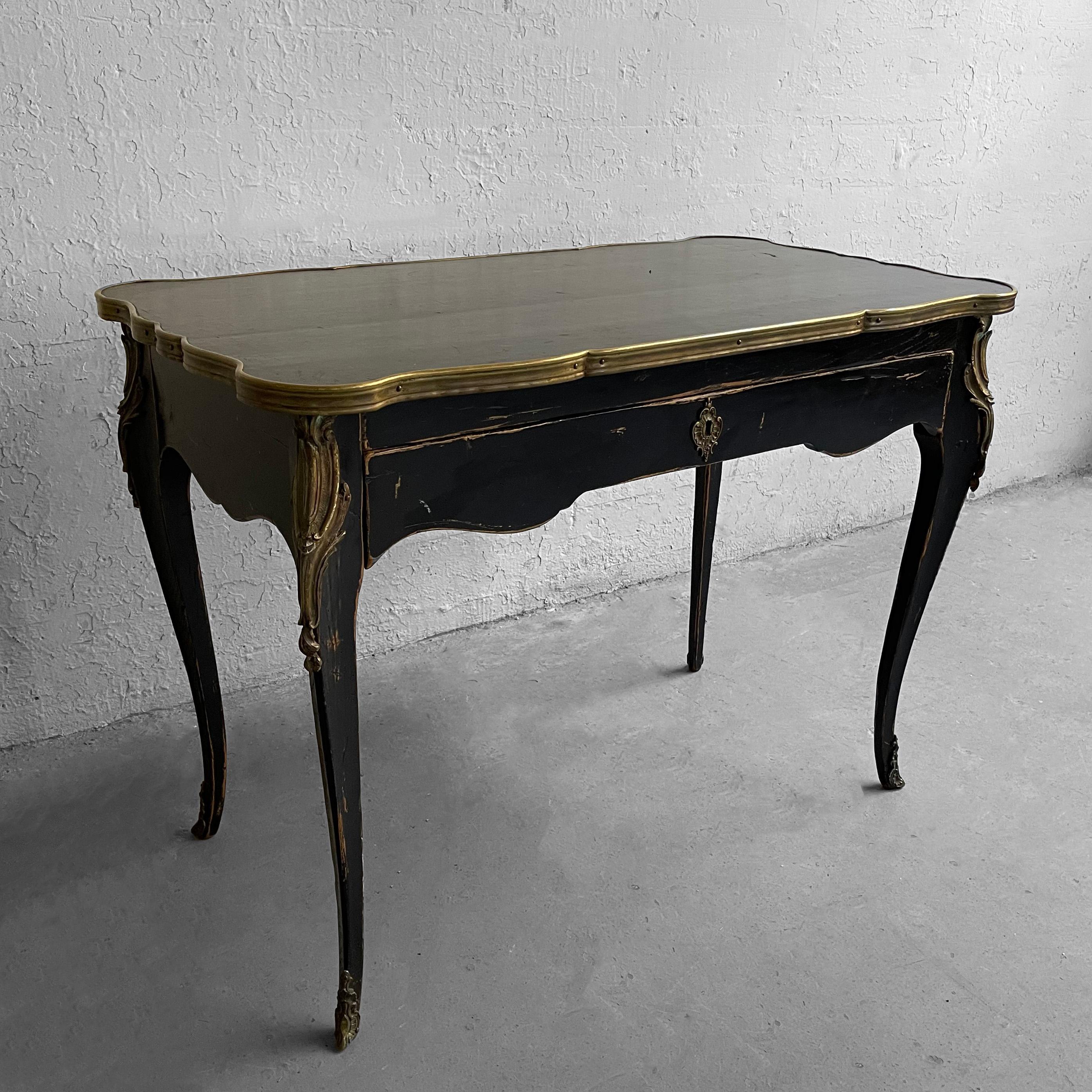 Lacquered French Mid-Century Louis XV Style Writing Desk For Sale