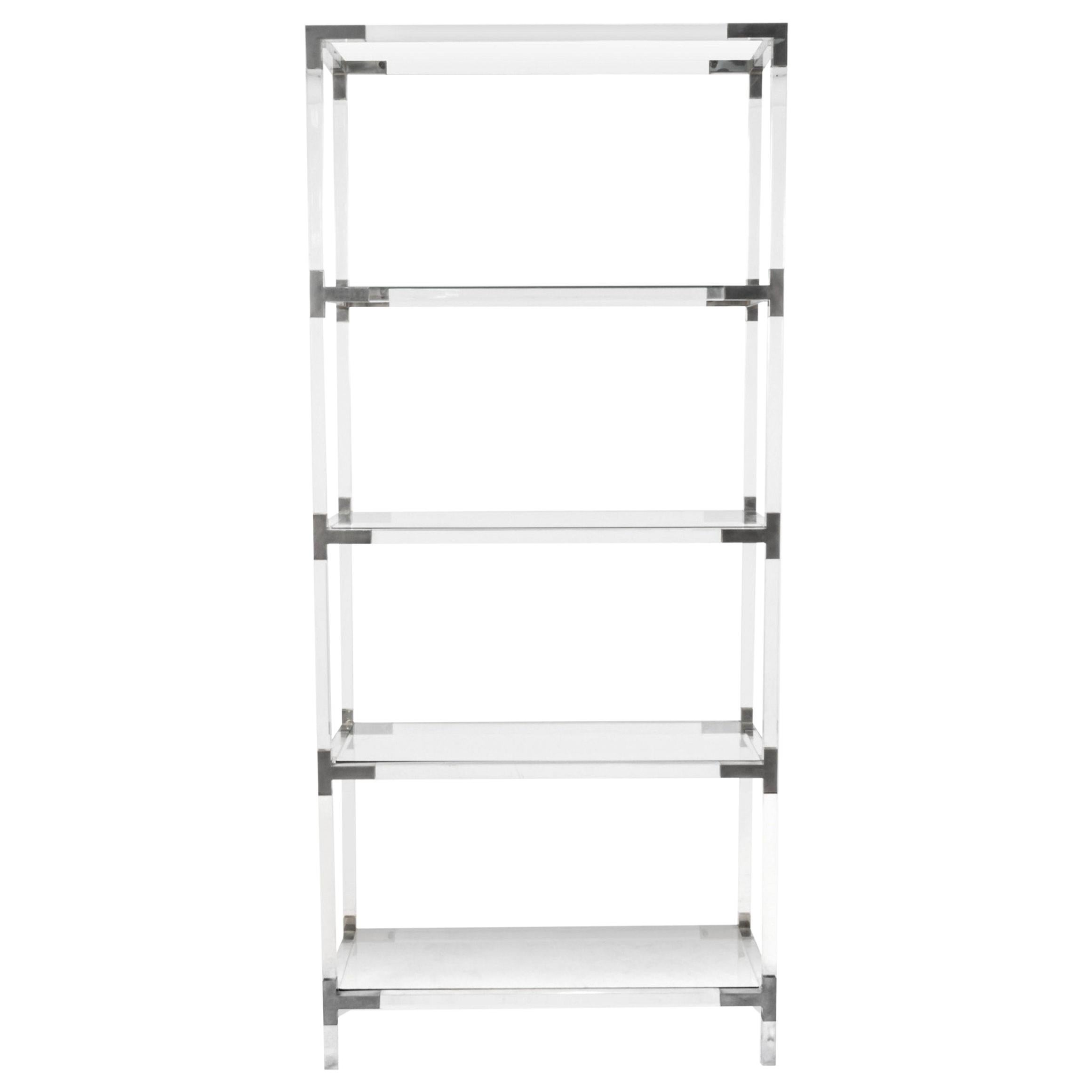 French Midcentury Lucite & Metal Bookshelf in the Style of Maison Jansen
