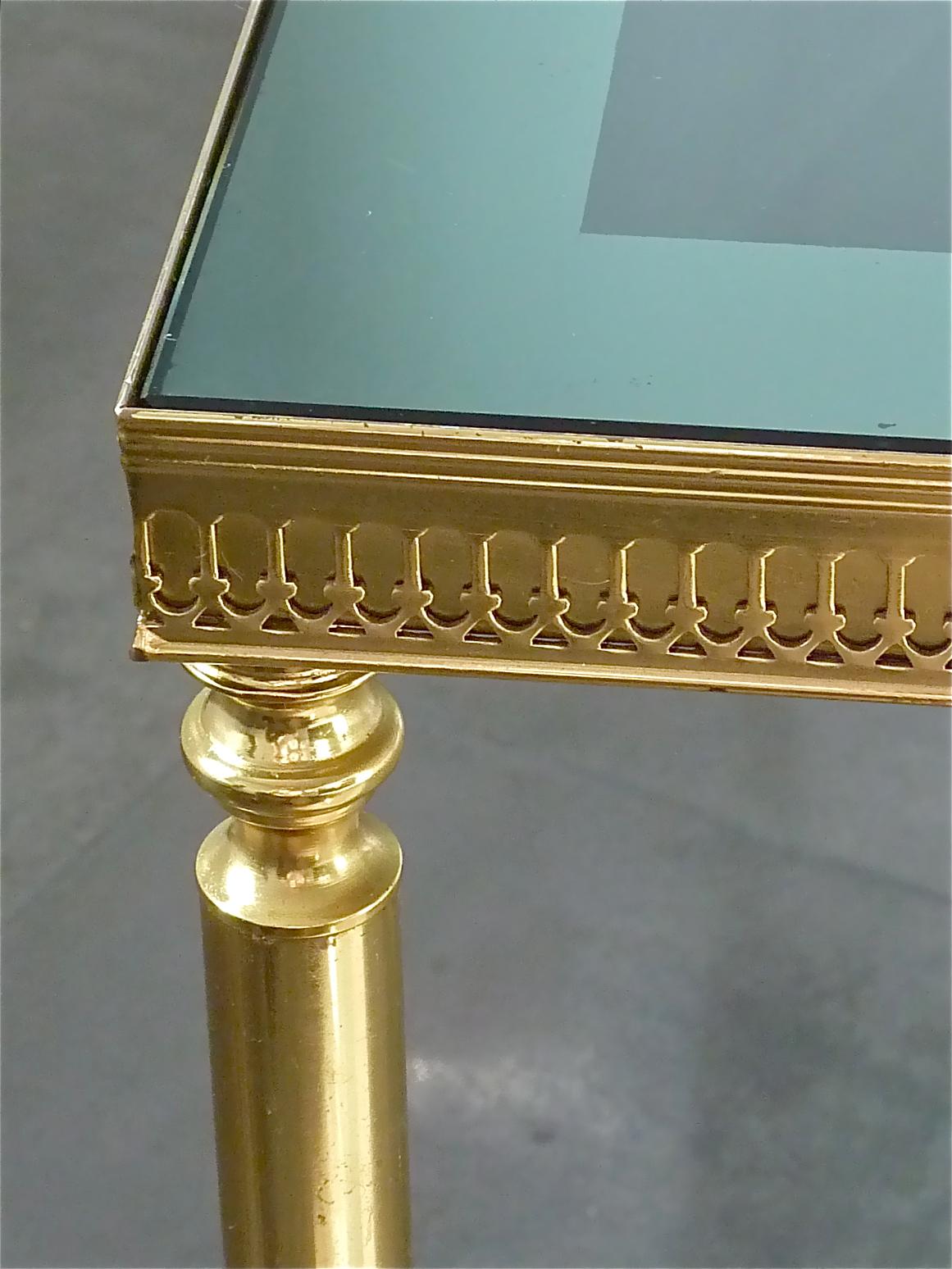 French Midcentury Maison Baguès Jansen Couch Sofa Table Brass Mirror Glass 1950s For Sale 6