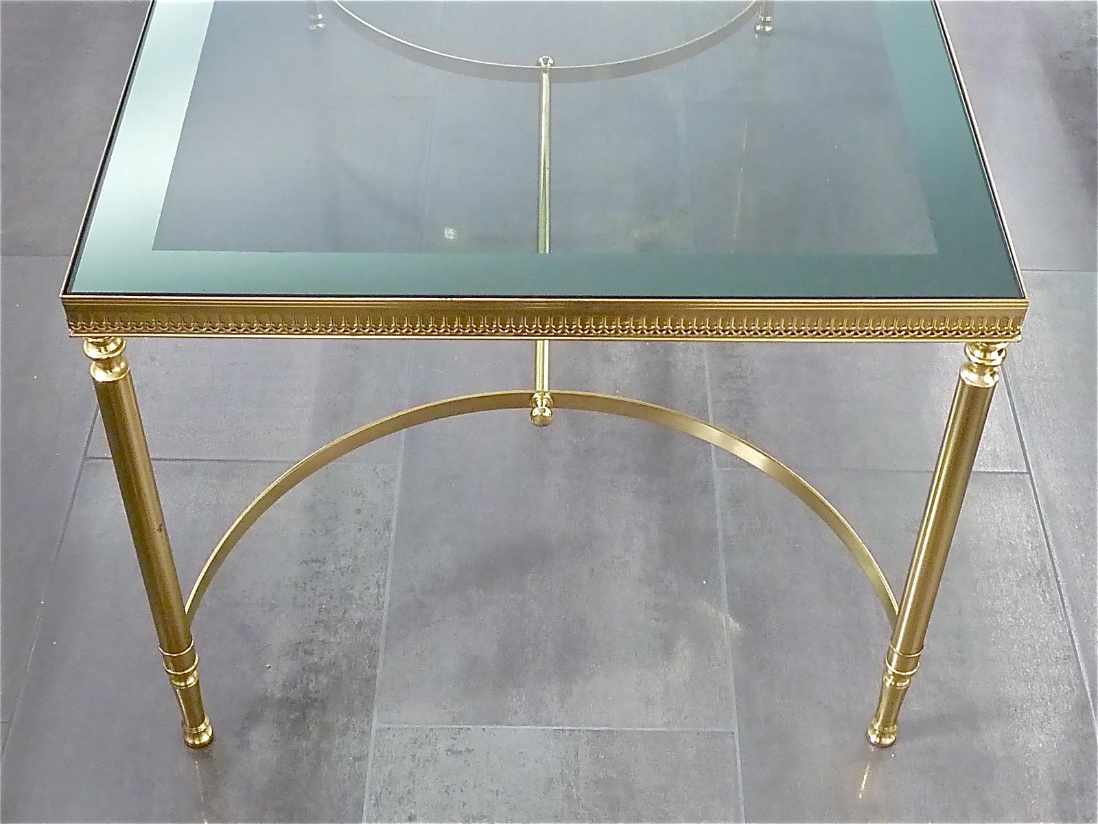 French Midcentury Maison Baguès Jansen Couch Sofa Table Brass Mirror Glass 1950s For Sale 1