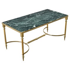 French Midcentury Marble and Brass Coffee Table