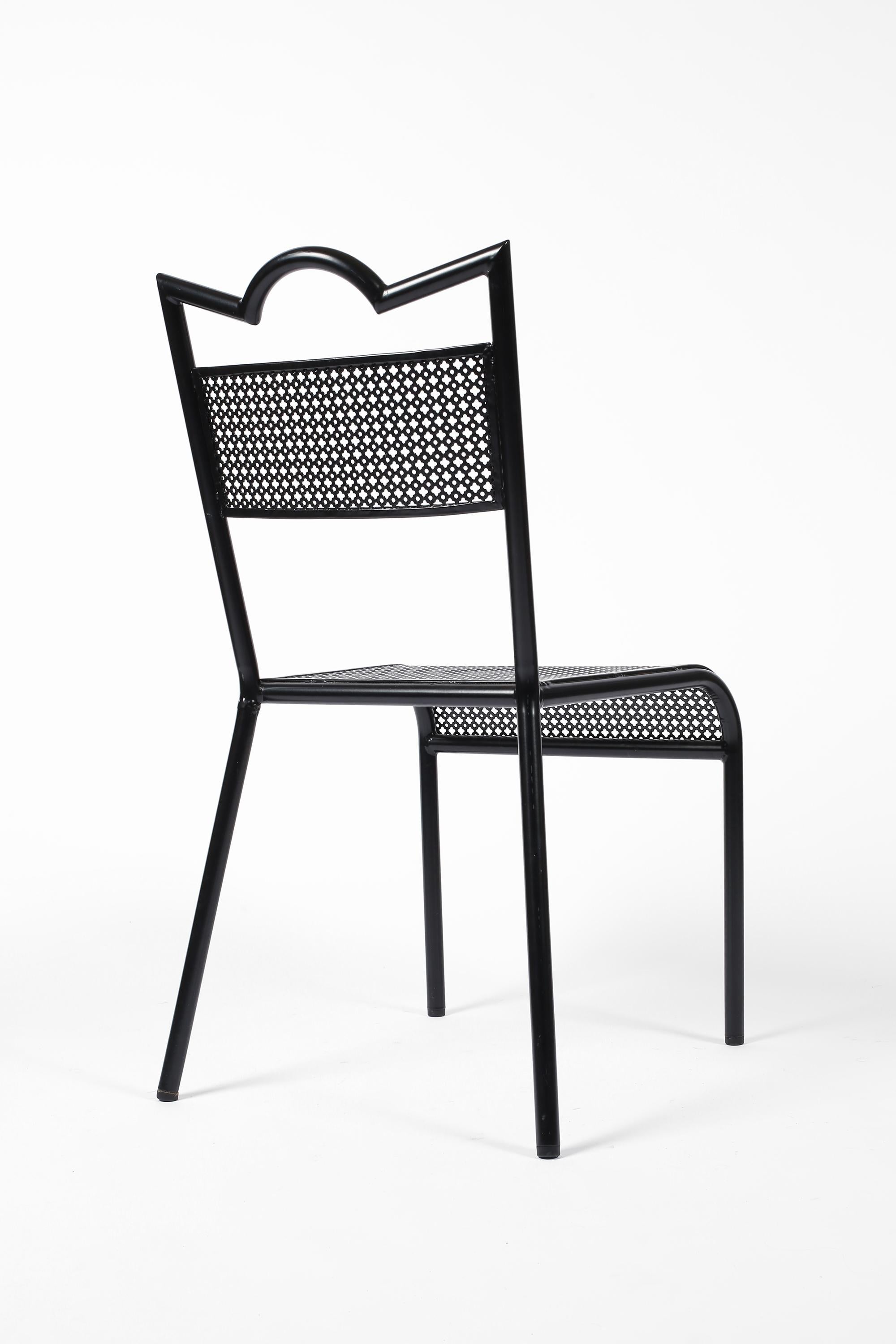 French Midcentury Mathieu Matégot 'Tube' Perforated Steel Chair For Sale 6