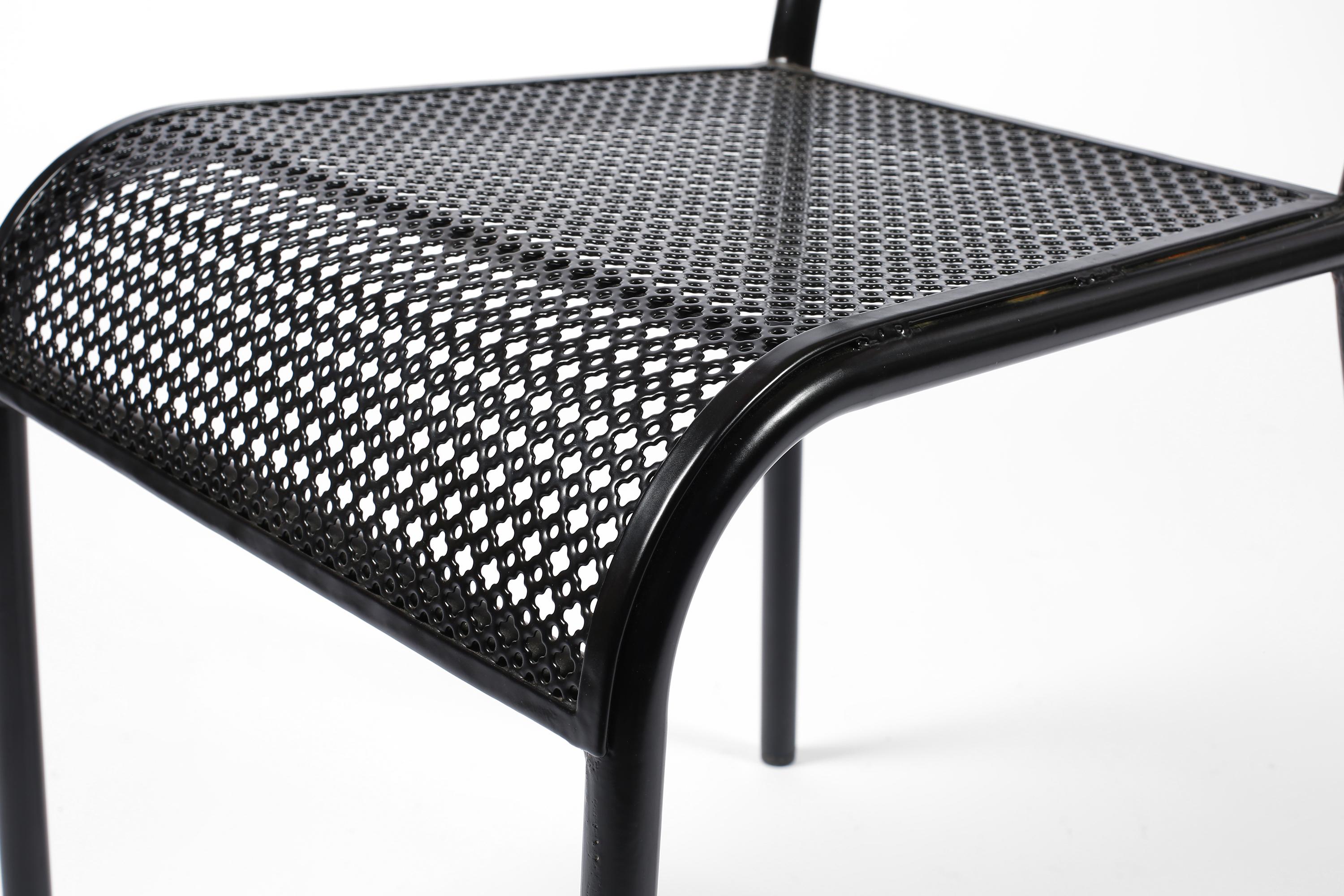 French Midcentury Mathieu Matégot 'Tube' Perforated Steel Chair For Sale 7
