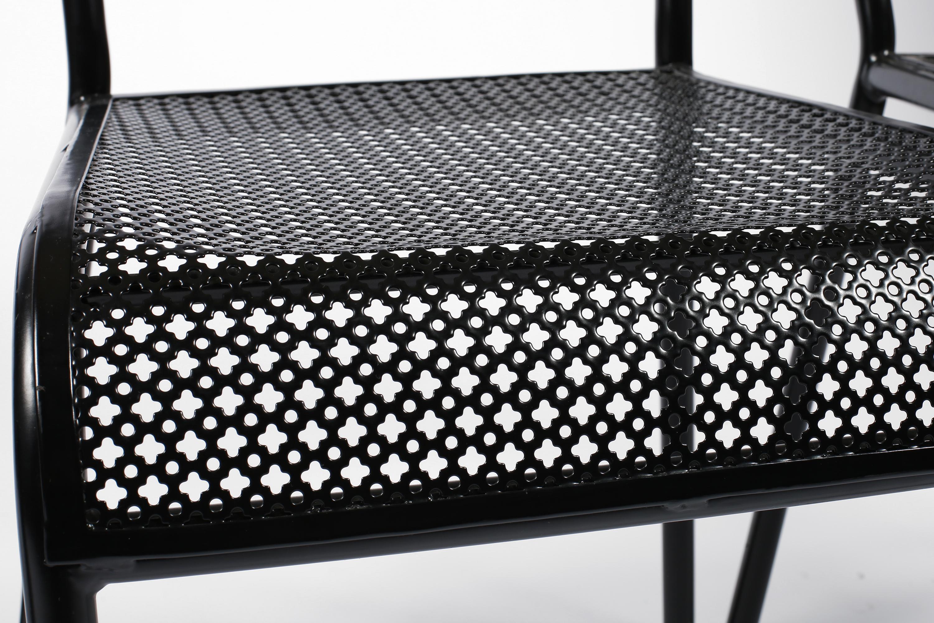 French Midcentury Mathieu Matégot 'Tube' Perforated Steel Chair In Good Condition For Sale In London, GB