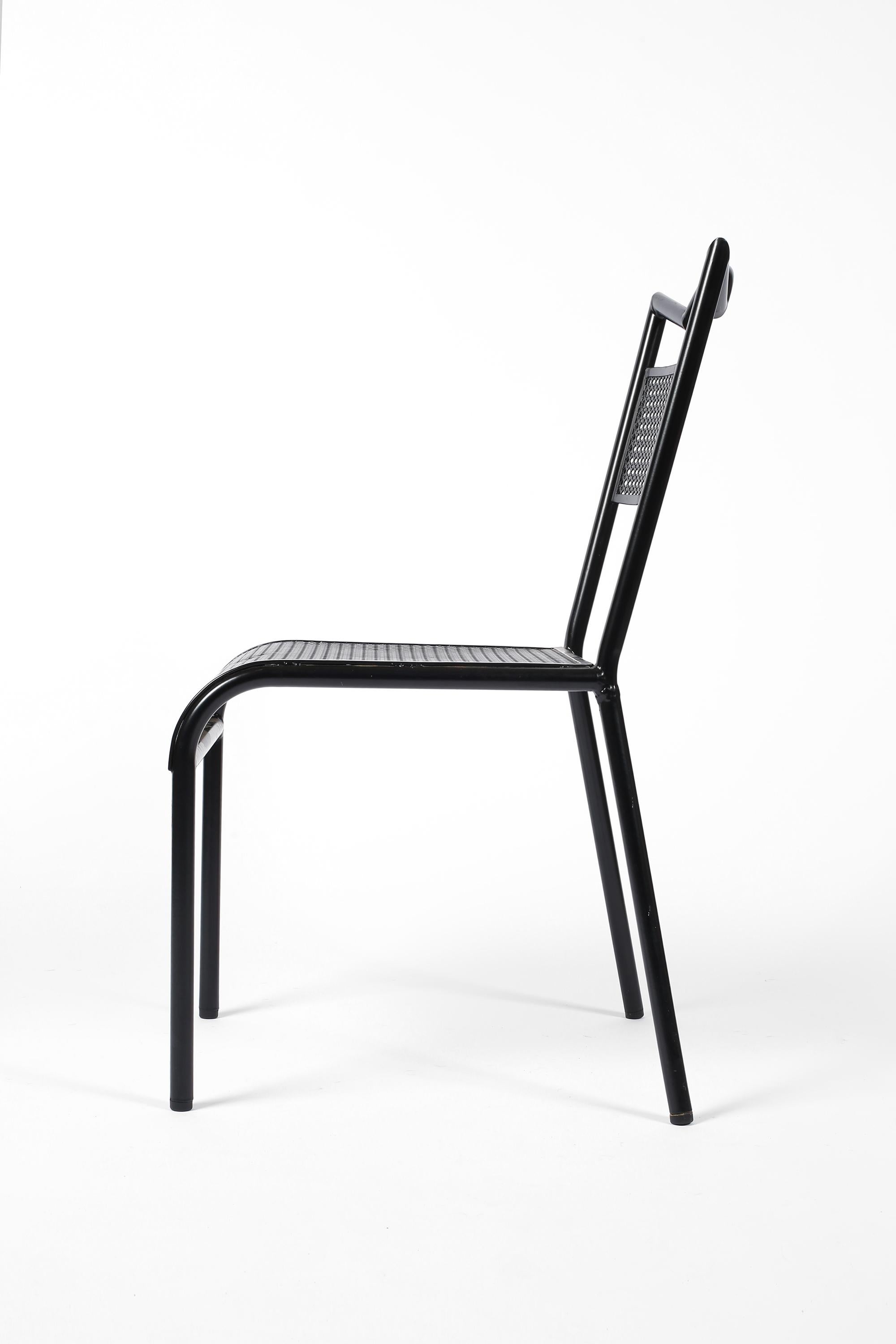 French Midcentury Mathieu Matégot 'Tube' Perforated Steel Chair For Sale 5