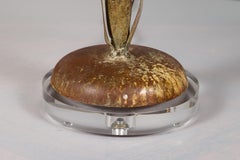 French Midcentury Metal Three-Tiered Palm Tree Lamp with Custom Lucite Base