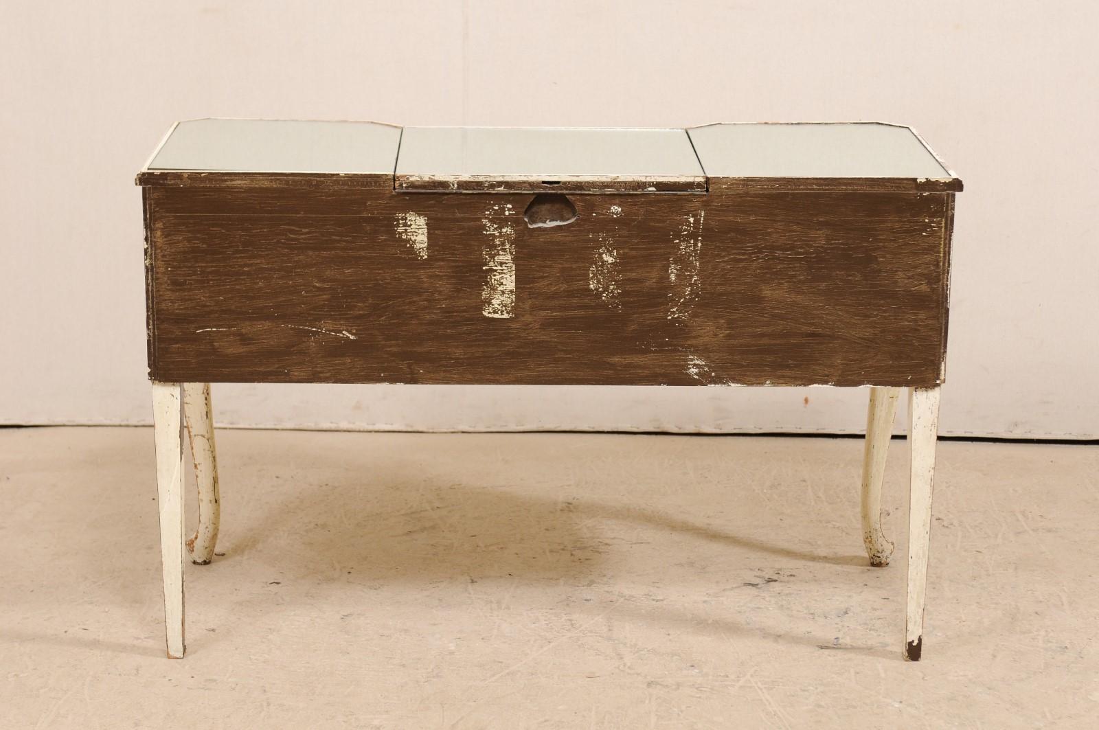 A Glamorous French Mid-century Mirrored Wood Dressing Table on Cabriole Legs 3