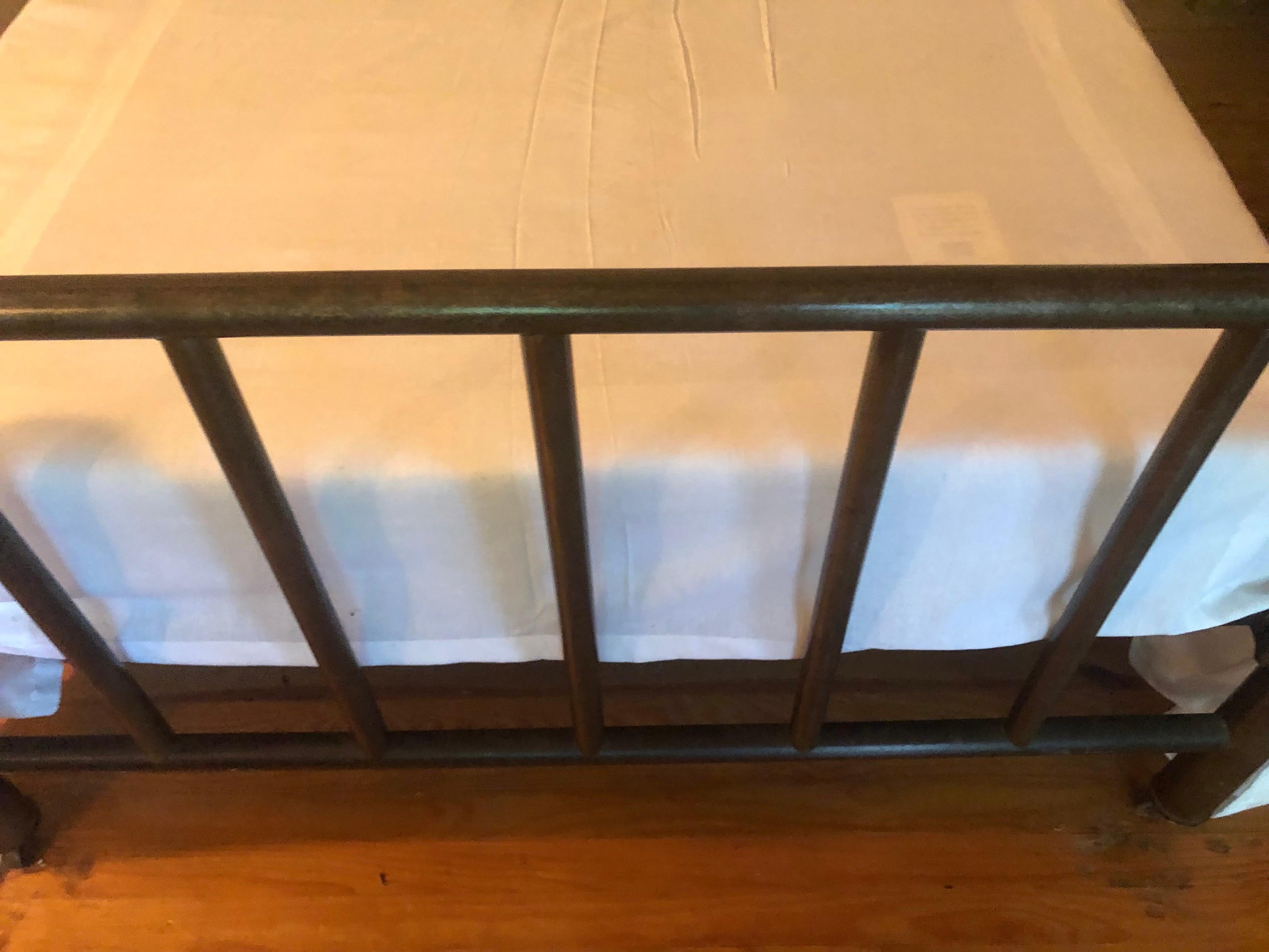 20th Century French Mid-Century Modern Bronzed Iron and Brass Full Bed, 1930