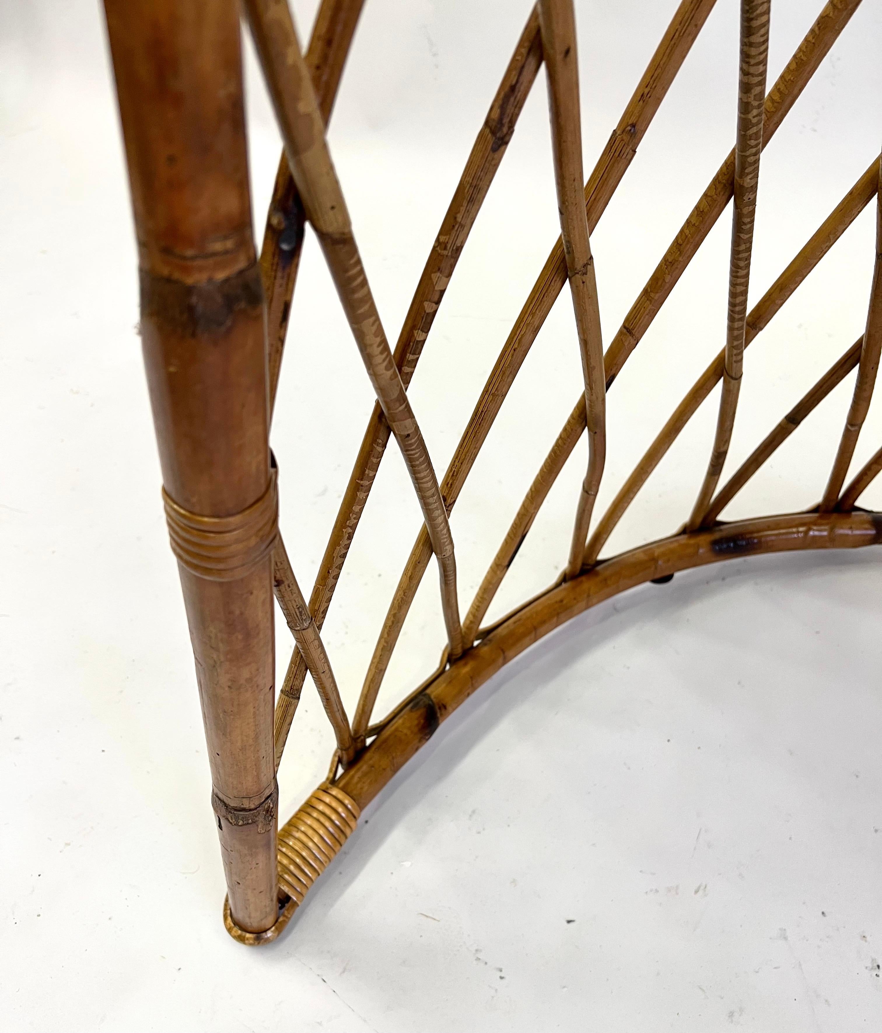 French Mid-century Modern Neoclassical Bamboo Rattan Console or Desk For Sale 6
